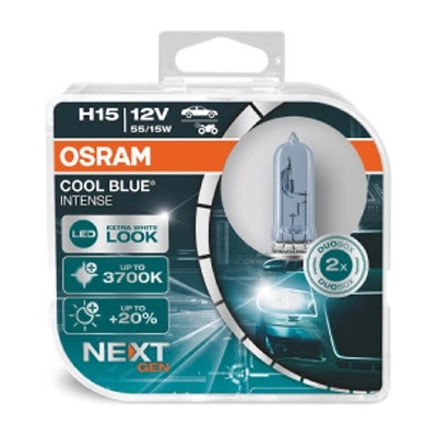Крушка OSRAM H15, 12V, 55/15W, 3700K, 1350lm, 2 броя