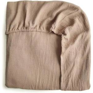 Mushie Бебешки муселинов чаршаф с ластик Mushie - Medium, 60 x 120 cm, Natural (004453) - baby
