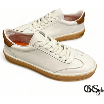 GNStyle Дизайнерски дамски кецове spezial от естествена кожа в бяло