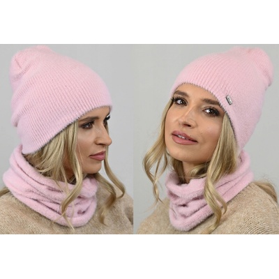 Fashionweek alpakový zimní set čepice komin ZIZI-AL2 světle růžová