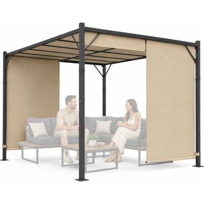Zahradní pergola MultiGarden DN-FG-632-3 3x4 m se stahovacím zastíněním- béžová