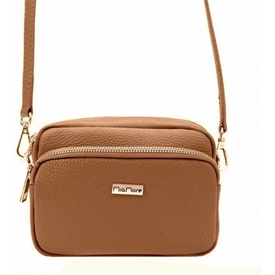 Mia More Malá kožená crossbody kabelka no. 062 hnědá