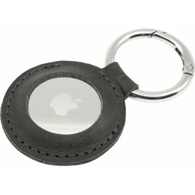 FIXED Case pre AirTag z pravej hovädzej kože s karabínou (FIXWAT-C2-BK) čierne