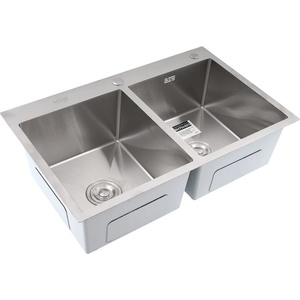 Böhm Двойна кухненска мивка BOHM BH7849DS Satin SUS304 780×490×215 мм (16982) Мивка за вграждане