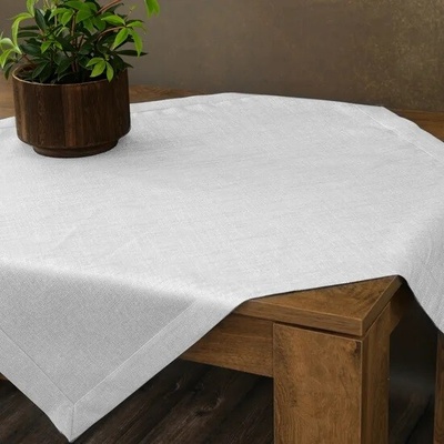 Eurofirany Stella 2 obrus so štruktúrou plátna pretkávaný lesklou niťou biela Polyester 85x85cm