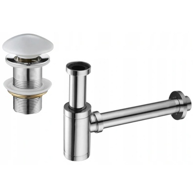 Mexen кръгъл сифон за мивка с керамичен щепсел тип щрак-щрак, без преливник, хром/бял - 7991050-02 (7991050-02)