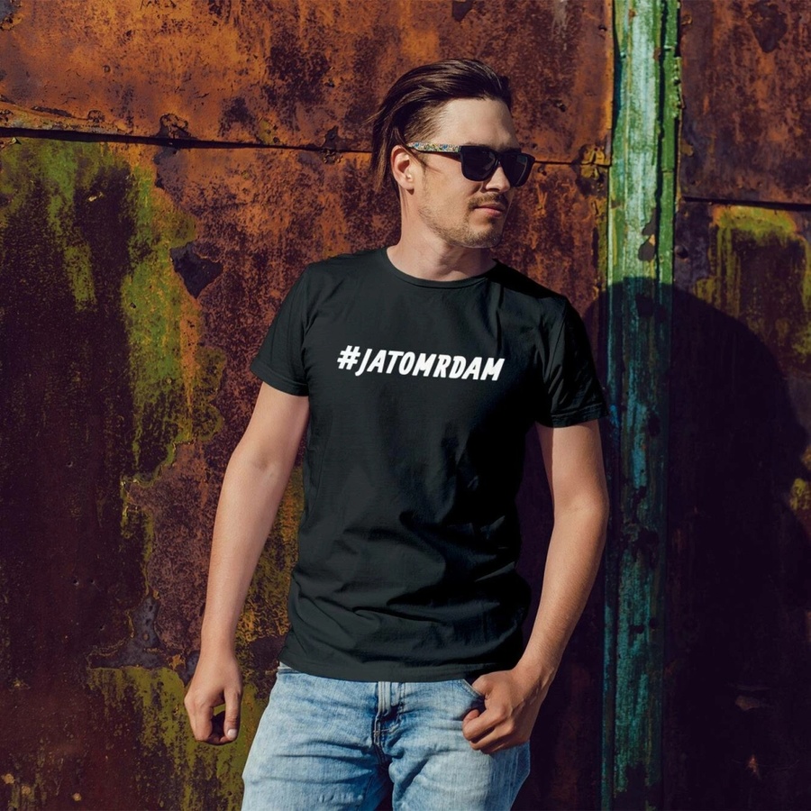 Černé pánské hashtag tričko JÁ TO MRDÁM při běžném nošení