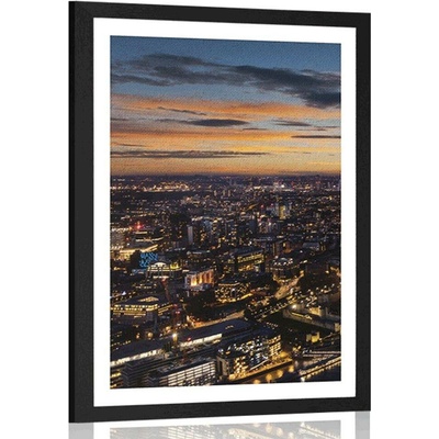 Plakát s paspartou letecký pohled na Londýn - 30x45 black