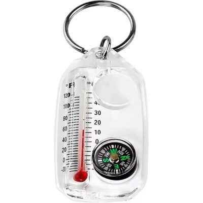 WARAGOD Прозрачен компас с термометър Пещера ключодържател (war007513)