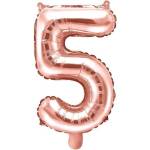 Party Deco Фолиев Балон Цифра, Розово Злато, 35см - 5 (fb10m-5-019r)