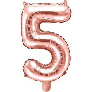 Party Deco Фолиев Балон Цифра, Розово Злато, 35см - 5 (fb10m-5-019r)