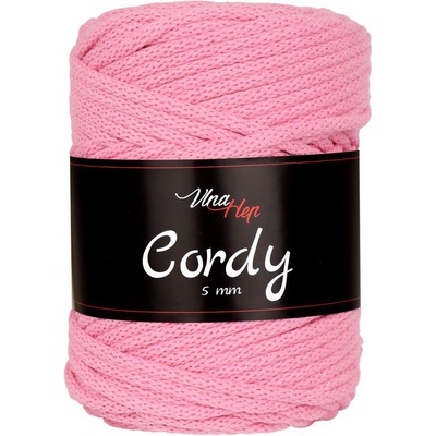 Vlna-hep Cordy 5mm - šňůra - bavlna Cordy 5mm: nová - 8037 Světle růžová