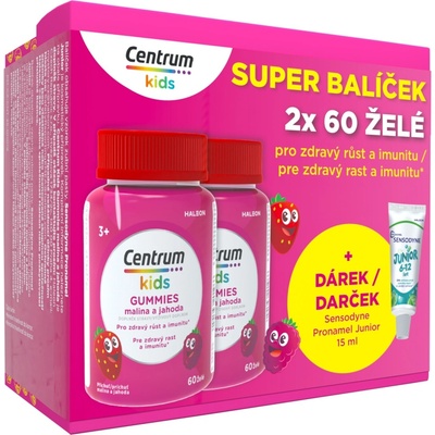 Centrum Kids Gummies malina a jahoda 2 x 60 ks + dárek
