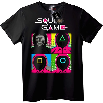 NOONEBRAND Тениска Squid Game със символи - L, Black