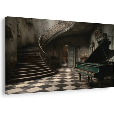 Obraz starožitné piano v tajemném sídle - 90x60