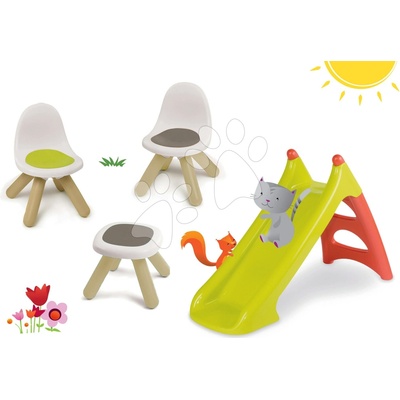 Smoby set dětský stůl Kidstool Smoby, 2 židle KidChair a skluzavka Toboggan XS s vodou 880200A-9