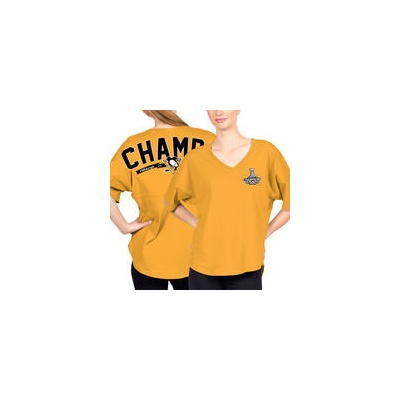 Dámske tričko Pittsburgh Penguins Fanatics Branded Women's 2017 Stanley Cup Champions Rink Spirit T Shirt Gold