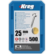 Kreg Zinc Pan-Head Šrouby pro skryté spoje 25 mm hrubý závit 500 ks