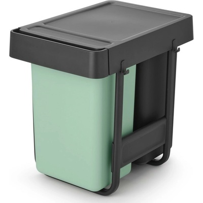 Brabantia Zabudovaný odpadkový kôš SORT & GO 2 x 15 l, tmavo sivá / nefritovo zelená, plast