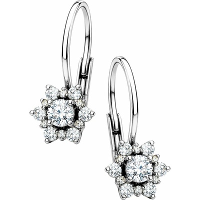 Zlaton Náušnice bílé zlato květina visací 1.6cm 1.7g s diamanty 0.440ct N15012602124