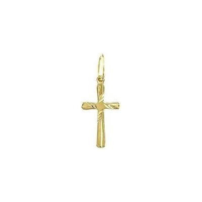 Infinitysilver Stříbrný pozlacený přívěsek křížek rytý 44104G