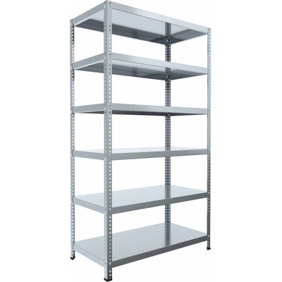 Biedrax Skrutkovaný regál do domácnosti 30 x 130 x 200 cm, pozink, 6 políc, nosnosť 150 kg na policu