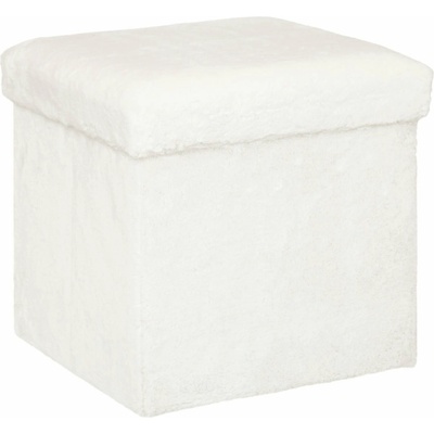 Atmosphera Úložný pouf EZZIO, látka, s boucle efektem, 38 × 38 × 38 cm, bílý