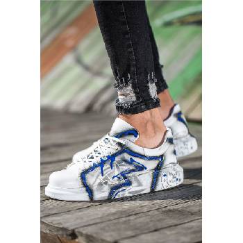 Chekich Унисекс обувки с връзки CH254 - Бели със Син #359799 (359799_Синьо)