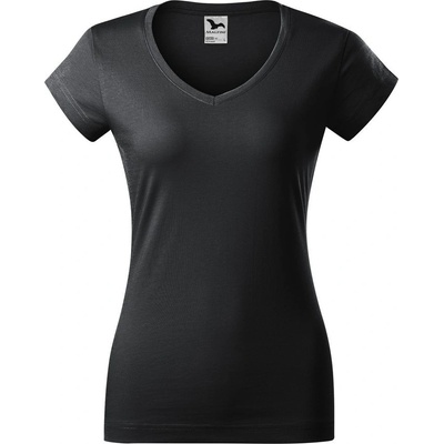 MALFINI Dámske tričko Fit V neck Ebony gray