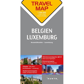 Travelmap Reisekarte Belgien Luxemburg 1:300.000