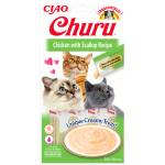 Inaba Foods Churu лакомства за котки с вкус на пилешко и миди 4x14g