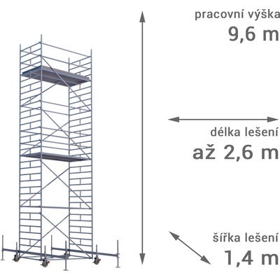 Lešení RUX MOBILO 1400 9,6 m 180 cm