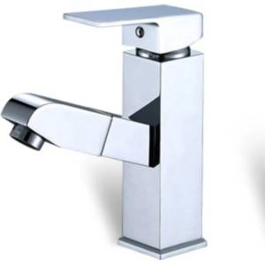 Inter Ceramic Стоящ смесител за умивалник Куарто ICF 1118549NEW, неръждаема стомана, хром, с изтеглящ душ, 17.2x15.7см (1118549NEW)
