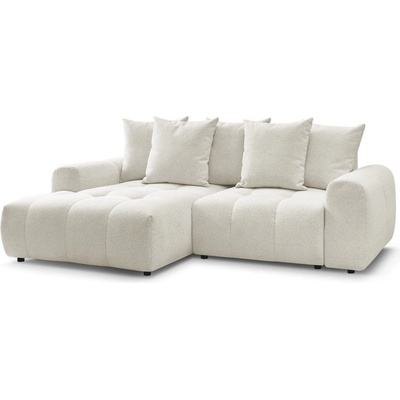 Bobochic Бял шенилов разтегателен ъглов диван с място за съхранение (ляв ъгъл) Roxelane - Bobochic Paris (108407)