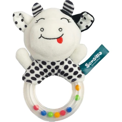 Sensillo Бебешка дрънкалка Sensillo - Кравичка, черно-бяла (SILLOZ-0300)