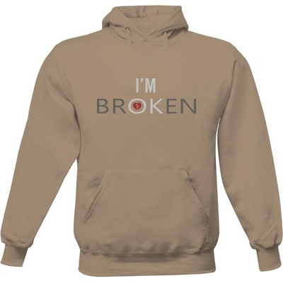 s kapucí s potiskem I'm broken Šedá melír