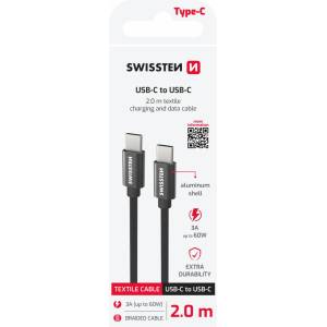 SWISSTEN Textile USB-C / USB-C 2 m Цвят: черен