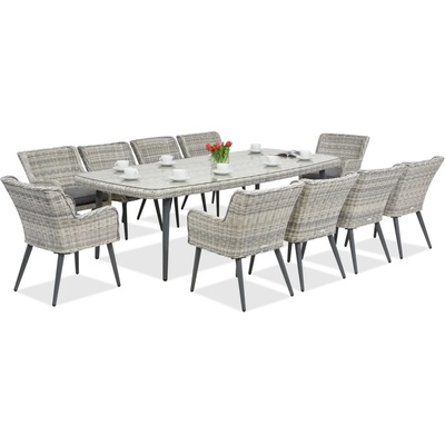 Garden Point Ексклузивен трапезен комплект с голяма маса Cordoba за 10 човека Garden Point бял (GAP427SD-10)