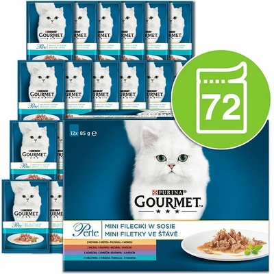 Gourmet Perle krůta kachna jehněčí tuňák ve šťávě 72 x 85 g