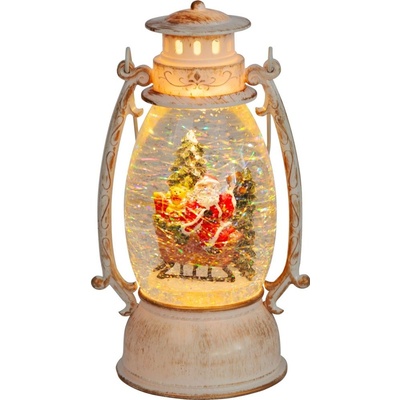 Strend Pro Lucerna MagicHome Vánoce Retro, LED, se santem na saních, se třpytkami, bílý, 3xAA, plast, 13x11x24/35 cm ST8091768