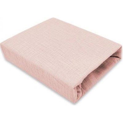 Baby Nellys Mušelínové prostěradlo Nature double Pudrově růžové 60x120