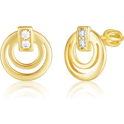 JVD Pozlátené strieborné náušnice so zirkónmi SVLE3435XH2GO00