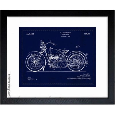 Ilustrace motorka Harley 1928 / 30x40 cm