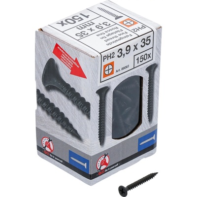 Kraftmann 88063 Sadrokartónové skrutky PH2 Jemný závit 3,9 × 35 mm 150 ks