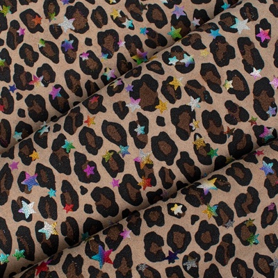 Takoy Pravá kůže / useň broušená leopard s barevnými hvězdičkami 85x85