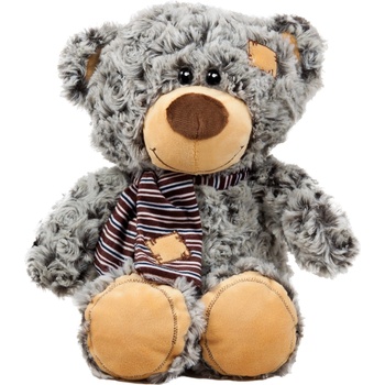 Амек Тойс Плюшена играчка Амек Тойс - Мече с шал, сиво, 25 cm (030178-2)