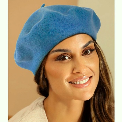 Tonak Flora vlněný baret Modrý