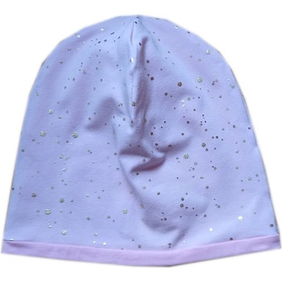 čepice růžová se zlatými tečkami