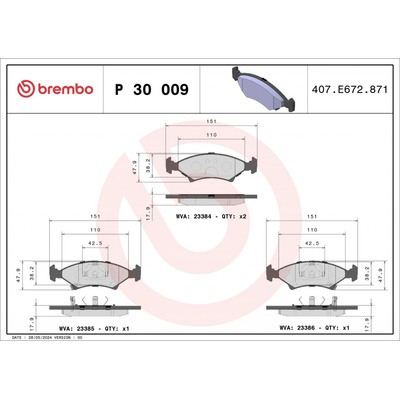 Sada brzdových platničiek kotúčovej brzdy BREMBO P 30 009