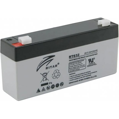 Ritar power Оловна батерия RITAR, (RT632) AGM, 6V, 3.2Ah, 134 -34 -60 mm, Терминал1 (RITAR-RT632)